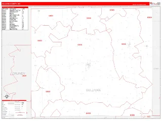 Sullivan County, MO RedLine style ZIP Code wall map
