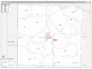 Vernon County, MO Classic style ZIP Code wall map