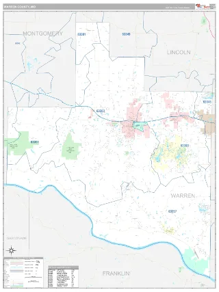Warren County, MO Classic style ZIP Code wall map