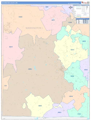 Washington County, MO ColorCast style ZIP Code wall map