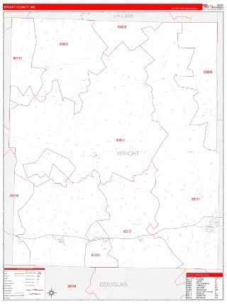 Wright County, MO RedLine style ZIP Code wall map