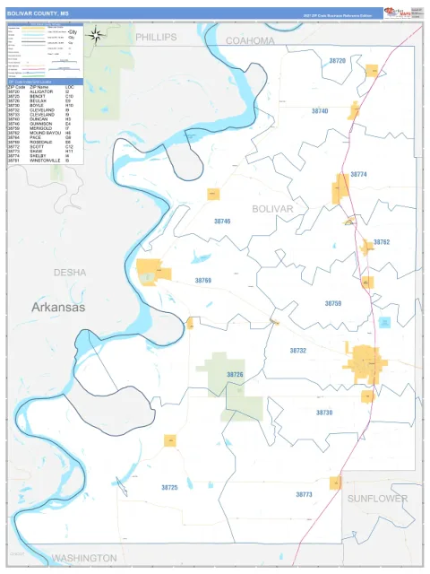 Bolivar County, MS map