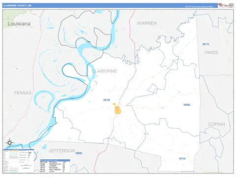 Claiborne County, MS map