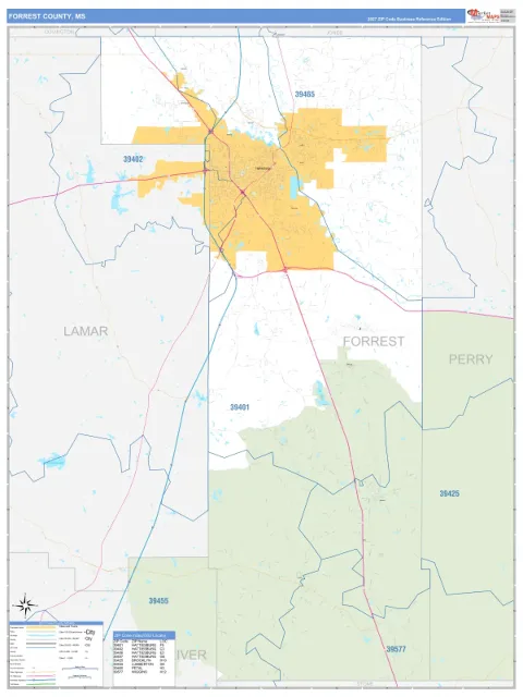 Forrest County, MS map