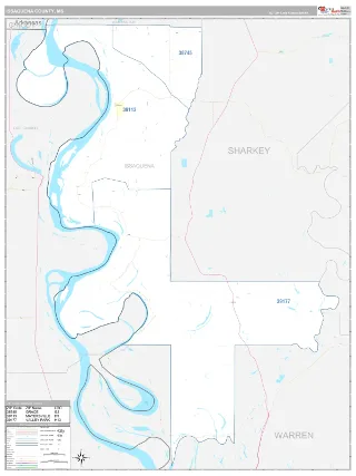 Issaquena County, MS Classic style ZIP Code wall map