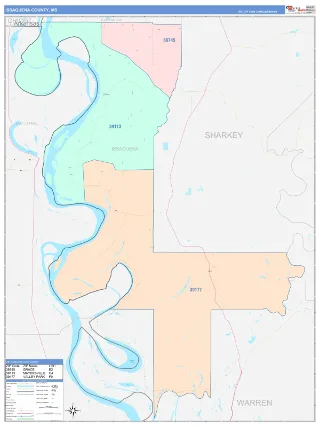 Issaquena County, MS ColorCast style ZIP Code wall map