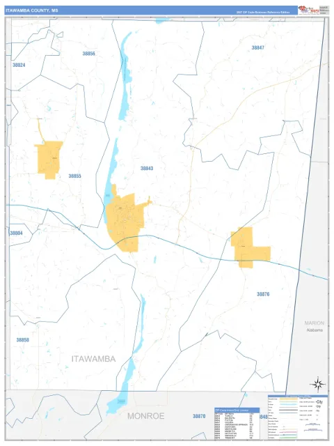 Itawamba County, MS map