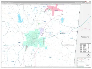 Lauderdale County, MS Classic style ZIP Code wall map