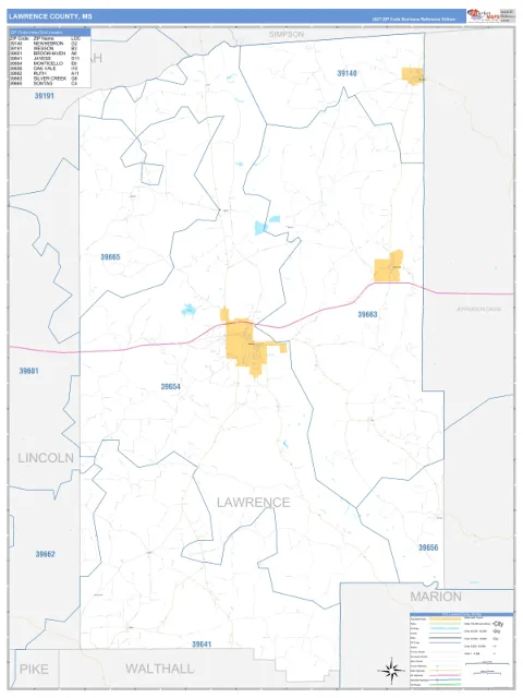 Lawrence County, MS map