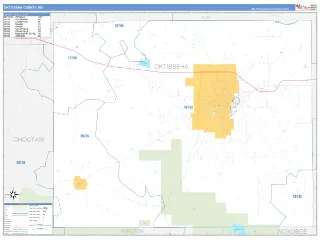 Oktibbeha County, MS Business Reference style ZIP Code wall map