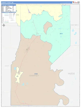 Sharkey County, MS ColorCast style ZIP Code wall map