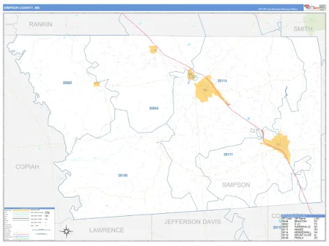 Simpson County, MS map
