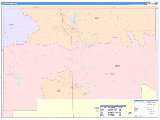 Stone County, MS ColorCast style ZIP Code wall map