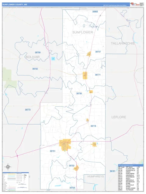 Sunflower County, MS map