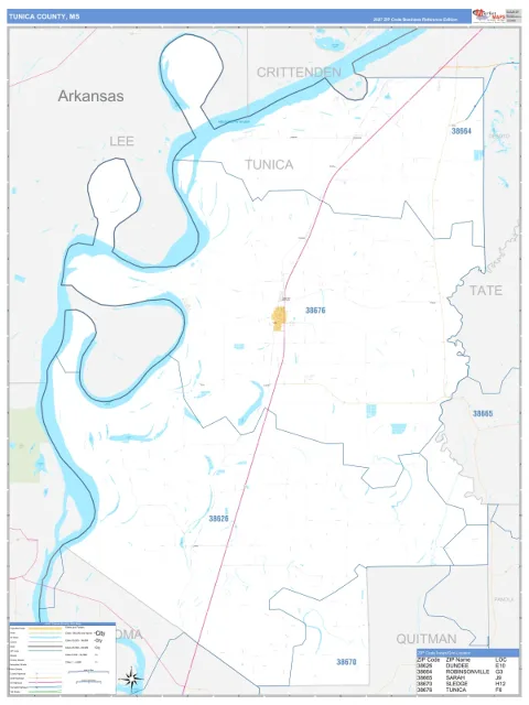 Tunica County, MS map