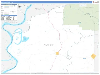 Wilkinson County, MS Business Reference style ZIP Code wall map