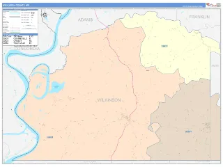 Wilkinson County, MS ColorCast style ZIP Code wall map