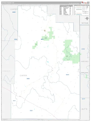 Carter County, MT Classic style ZIP Code wall map