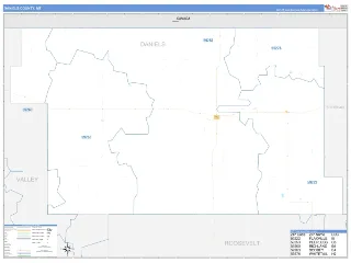 Daniels County, MT Business Reference style ZIP Code wall map