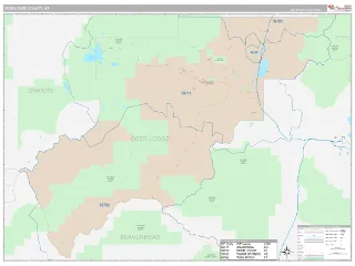 Deer Lodge County, MT Classic style ZIP Code wall map