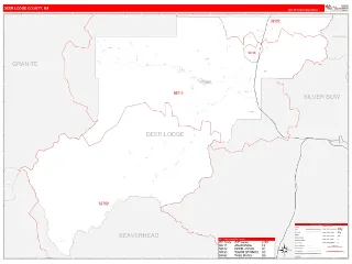 Deer Lodge County, MT RedLine style ZIP Code wall map