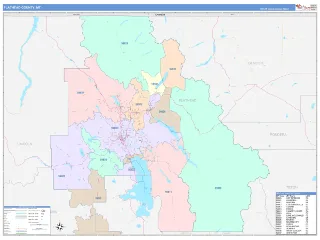 Flathead County, MT ColorCast style ZIP Code wall map