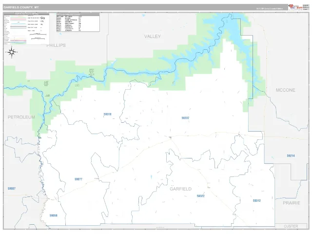 Garfield County, MT ZIP Code Wall Map, Classic style