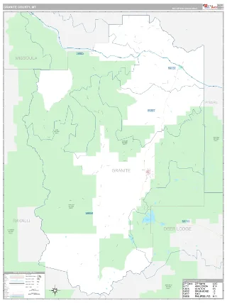 Granite County, MT Classic style ZIP Code wall map