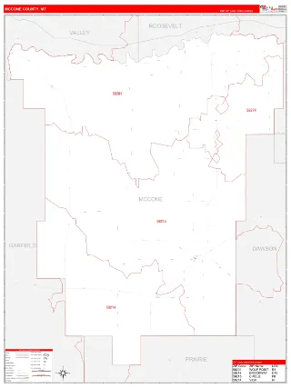 McCone County, MT RedLine style ZIP Code wall map