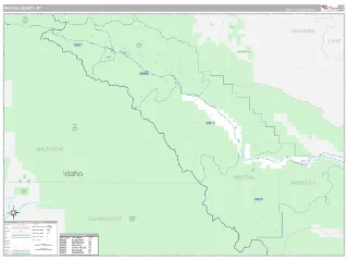 Mineral County, MT Classic style ZIP Code wall map