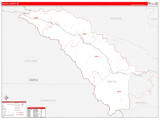Mineral County, MT RedLine style ZIP Code wall map