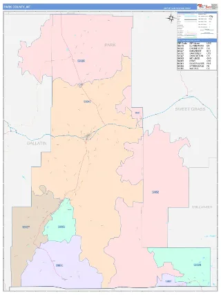 Park County, MT ColorCast style ZIP Code wall map