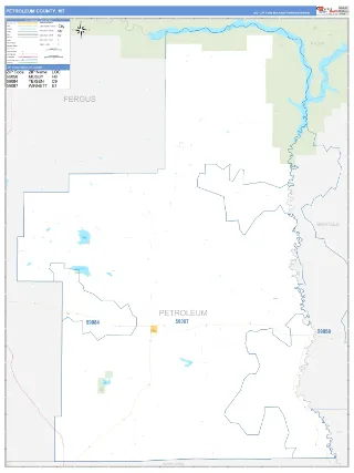 Petroleum County, MT Business Reference style ZIP Code wall map