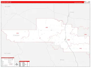 Pondera County, MT RedLine style ZIP Code wall map