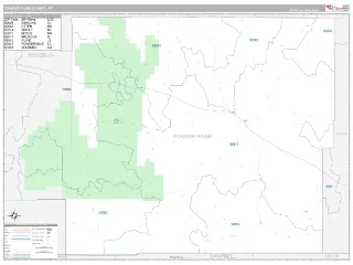 Powder River County, MT Classic style ZIP Code wall map