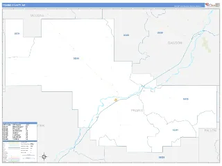 Prairie County, MT Business Reference style ZIP Code wall map