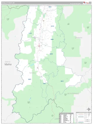 Ravalli County, MT Classic style ZIP Code wall map