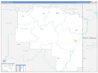 Richland County, MT Business Reference style ZIP Code wall map