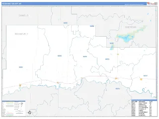 Roosevelt County, MT Business Reference style ZIP Code wall map