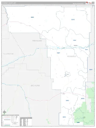 Rosebud County, MT Classic style ZIP Code wall map