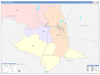 Silver Bow County, MT ColorCast style ZIP Code wall map