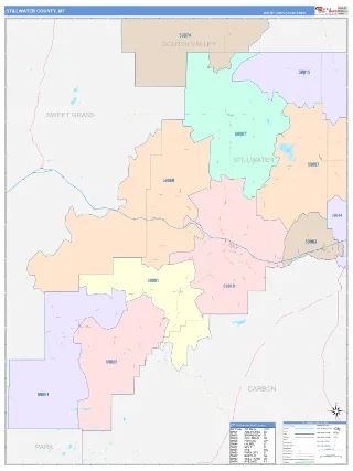 Stillwater County, MT ColorCast style ZIP Code wall map