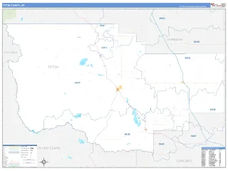 Teton County, MT Business Reference style ZIP Code wall map