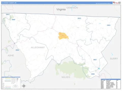 Alleghany County, NC map
