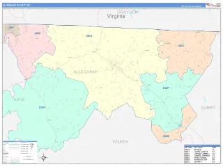 Alleghany County, NC ColorCast style ZIP Code wall map