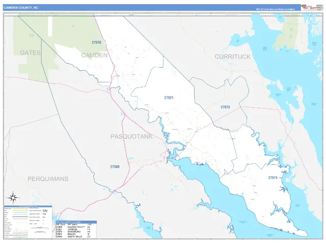 Camden County, NC ZIP Code Wall Map, Business Reference style