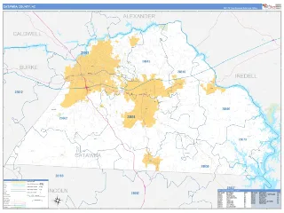 Catawba County, NC Business Reference style ZIP Code wall map