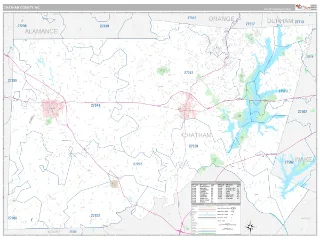 Chatham County, NC Classic style ZIP Code wall map