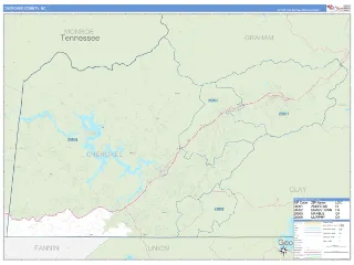 Cherokee County, NC Business Reference style ZIP Code wall map