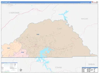 Clay County, NC ColorCast style ZIP Code wall map